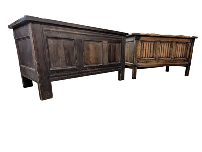 Lot 805 - TWO EARLY 20TH CENTURY OAK COFFERS