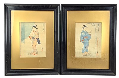 Lot 106 - AFTER MIGITA TOSHIHIDE 右天年英- TWO UKIYO-E WOODBLOCK PRINTS FROM 'BEAUTIES OF THE TWELVE MONTHS