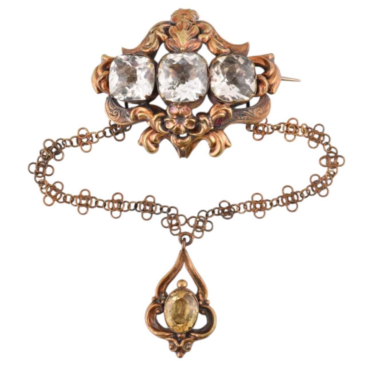 Lot 35 - 19TH CENTURY ROCK CRYSTAL BROOCH PENDANT