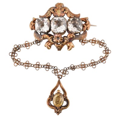 Lot 35 - 19TH CENTURY ROCK CRYSTAL BROOCH PENDANT