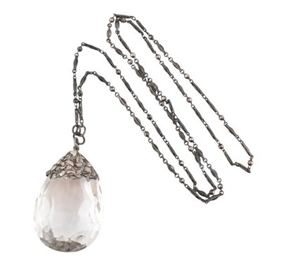 Lot 17 - ARTS & CRAFTS SILVER & ROCK CRYSTAL PENDANT NECKLACE