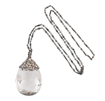Lot 17 - ARTS & CRAFTS SILVER & ROCK CRYSTAL PENDANT NECKLACE
