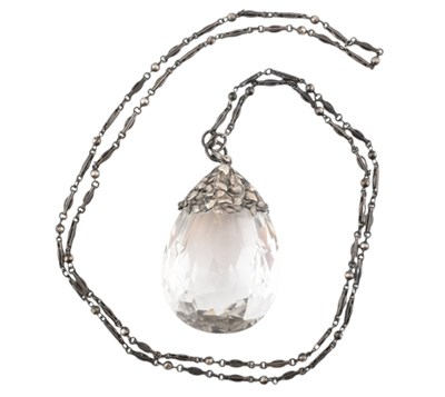Lot 17 - ARTS & CRAFTS SILVER & ROCK CRYSTAL PENDANT NECKLACE