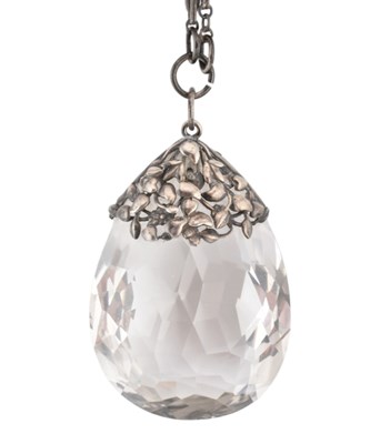Lot 17 - ARTS & CRAFTS SILVER & ROCK CRYSTAL PENDANT NECKLACE