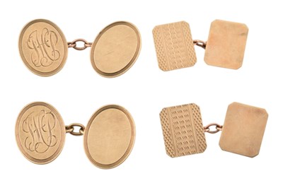 Lot 462 - TWO PAIRS OF HALLMARKED 9CT GOLD CUFFLINKS