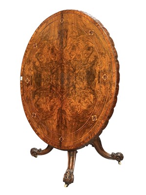 Lot 350 - VICTORIAN 19TH CENTURY WALNUT & INLAID LOOK BREAKFAST TILT TOP TABLE
