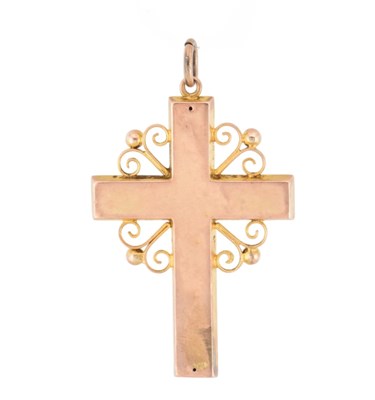 Lot 9 - 19TH CENTURY ANTIQUE GOLD AND GARNET CROSS PENDANT