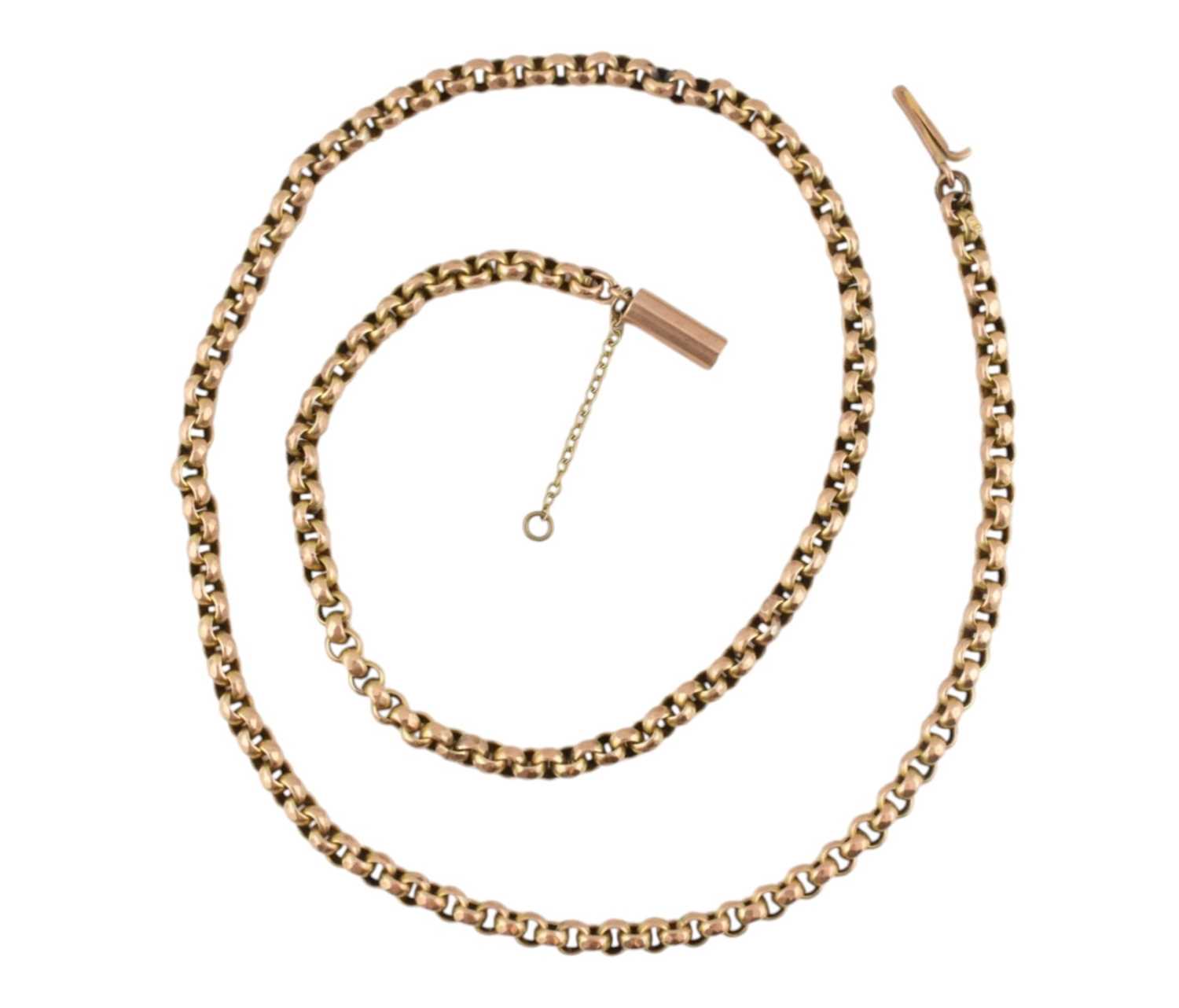 Lot 57 - ANTIQUE GOLD FACETED CHAIN LINK NECKLACE