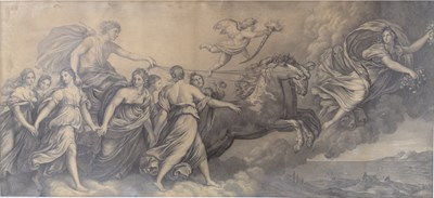 Lot 360 - AFTER GUIDO RENI - AURORA LEADING APOLLO'S SUN CHARIOT - 19TH CENTURY PENCIL DRAWING