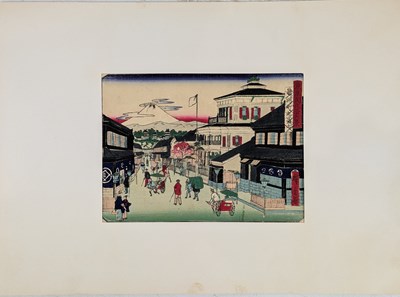 Lot 122 - AFTER UTAGAWA HIROSHIGE III - SURUGA-CHO WOODBLOCK PRINT 三代目歌川广重