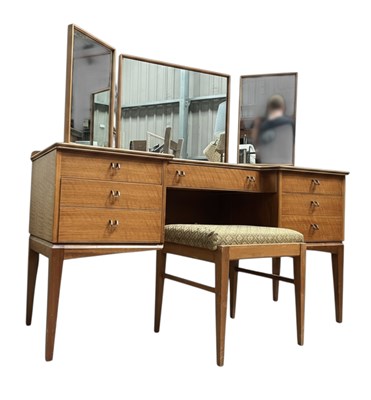 Lot 281 - ALFRED COX X AC FURNITURE - RETRO MID CENTURY CIRXA 1950S TEAK DRESSING TABLE & STOOL