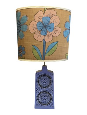 Lot 2 - 1970S RETRO POTTERY LAMP W/ VINTAGE SHADE
