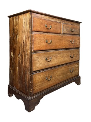 Lot 285 - GEORGE III 19TH CENTURY OAK CHEST OF DRAWERS