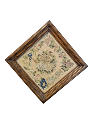 Lot 475 - 19TH CENTURY VICTORIAN FRAMED NEEDLEPOINT PANEL