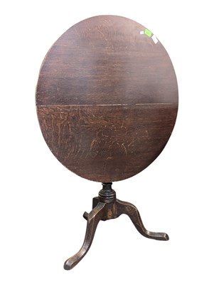 Lot 836 - 19TH CENTURY GEORGE III TILT TOP OAK SIDE TABLE