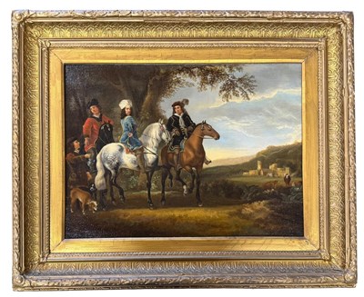 Lot 592 - AFTER AELBERT CUYP (1620-1691) - 18TH CENTURY OIL ON CANVAS GENRE PAINTING
