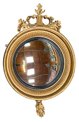 Lot 317 - REGENCY 19TH CENTURY GILTWOOD & GESSO WALL CONVEX MIRROR
