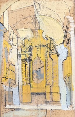 Lot 637 - TOM CROSS (1931-2019) - SAN FILIPPO, RECANATI - 1962 WATERCOLOUR & GOUACHE ON PAPER