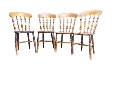 Lot 884 - FOUR VICTORIAN ASH & ELM WINDSOR FARMHOUSE DINING CHAIRS