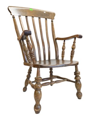 Lot 910 - 19TH CENTURY ASH & ELM WINDSOR ARMCHAIR