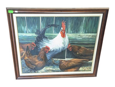 Lot 907 - CONTEMPORARY SIGNED OIL ON CANVAS PAINTING CHICKEN PAINTING
