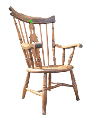 Lot 906 - 19TH CENTURY VICTORIAN ASH & ELM WINDSOR ARMCHAIR