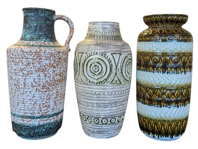 Lot 651 - THREE LARGE MID CENTURY WEST GERMAN CERAMIC VASES