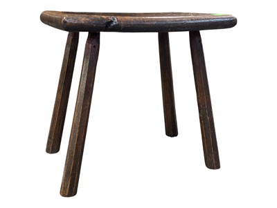 Lot 847 - EARLY 19TH CENTURY FARMHOUSE OAK MILKING STOOL