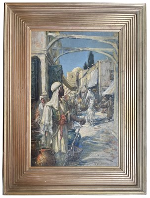 Lot 615 - ARTHUR VIDAL DIEHL (1870-1929) - BUSTLING ARAB STREET - 1915 OIL ON CANVAS