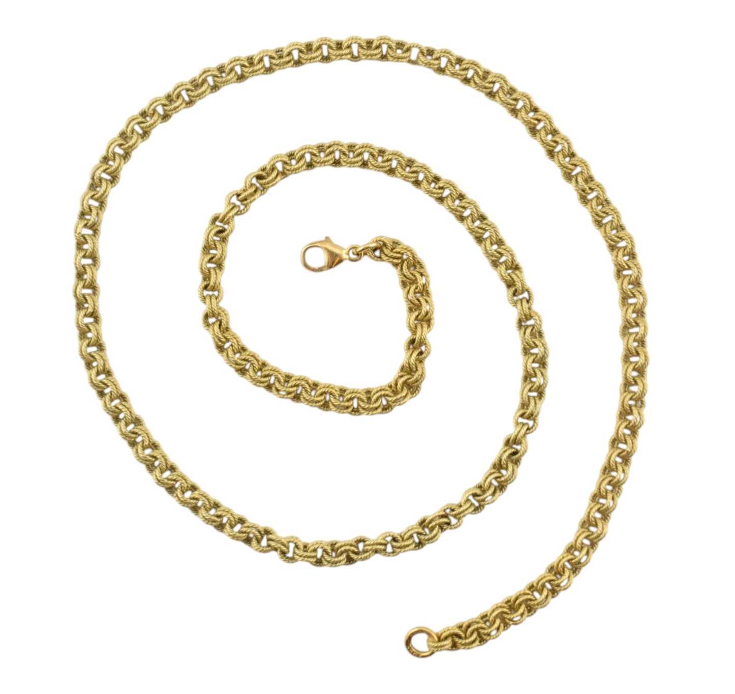 Lot 450 - HALLMARKED 18CT GOLD FANCY LINK CHAIN NECKLACE