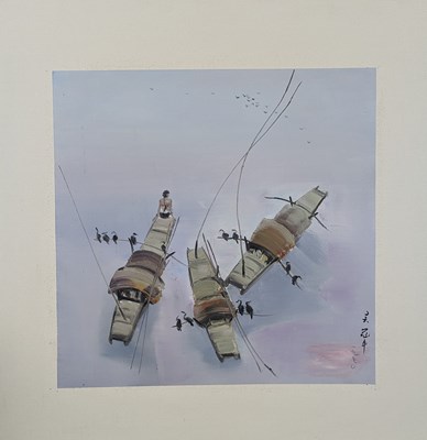 Lot 160 - WU GUANZHONG - BOATS ON A RIVER 江上帆景