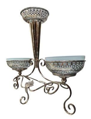 Lot 122 - ART DECO EARLY 20TH CENTURY SILVER PLATED & GLASS EPERGNE