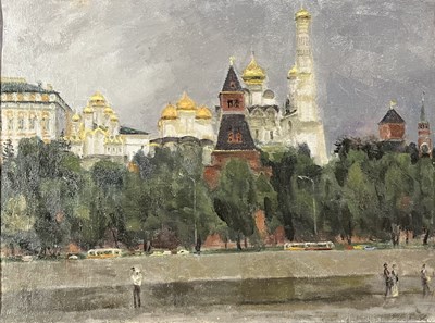 Lot 103 - NIKOLAY KABANOV (B. 1928) - THE KREMLIN, CIRCA 1984 - OIL ON CANVAS