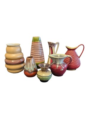 Lot 664 - WEST GERMAN POTTERY - SEVEN VINTAGE CERAMIC VASES