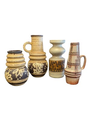 Lot 666 - WEST GERMAN POTTERY - FOUR VINTAGE CERAMIC VASES