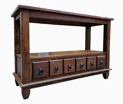 Lot 490 - CONTEMPORARY HARDWOOD SIDEBOARD / CONSOLE TABLE