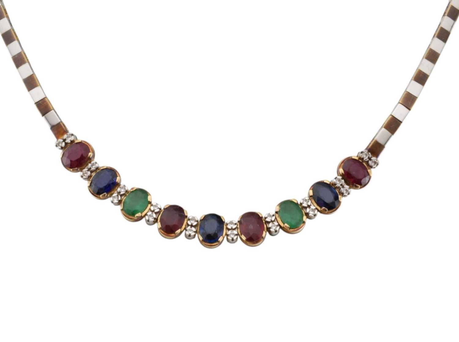 Lot 355 - 14CT GOLD & GEM SET NECKLACE