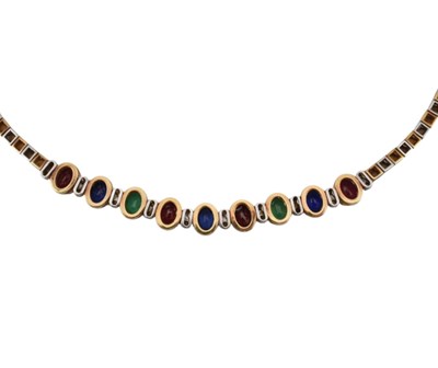 Lot 355 - 14CT GOLD & GEM SET NECKLACE