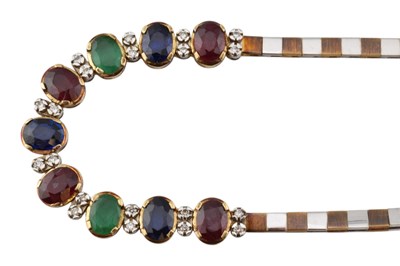 Lot 355 - 14CT GOLD & GEM SET NECKLACE