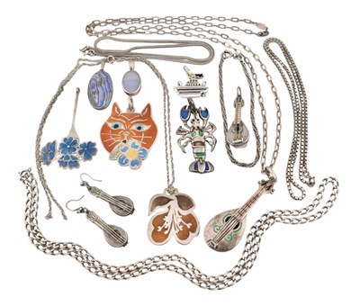 Lot 603 - COLLECTION OF SILVER ENAMEL JEWELLERY