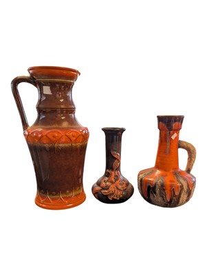 Lot 677 - WEST GERMAN POTTERY - THREE VINTAGE CERAMIC VASES