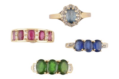 Lot 509 - FOUR HALLMARKED GEM SET RINGS