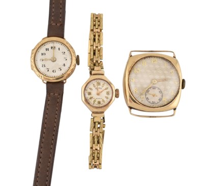 Lot 465 - THREE GOLD CASED WRISTWATCHES
