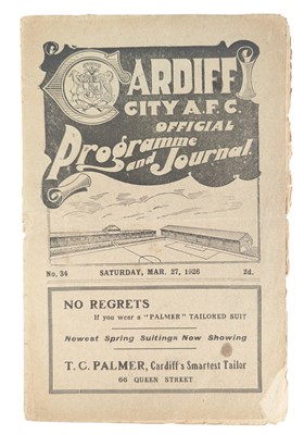 Lot 105 - FOOTBALL - CARDIFF CITY AFC VS LEEDS, PROGRAMME FROM 1926
