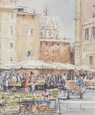 Lot 20 - DENNIS PAGE (B. 1926) - CAMPO DEI FIORI, ROME - WATERCOLOUR
