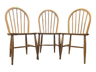 Lot 592 - LUCIAN ERCOLANI FOR ERCOL - THREE ERCOL MID CENTURY DINING CHAIRS