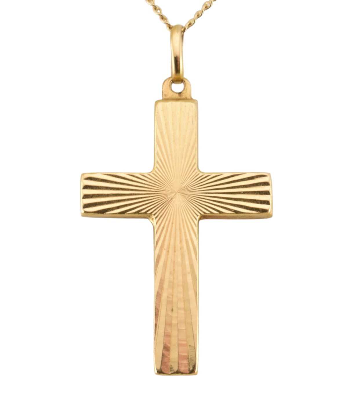 Lot 67 - HALLMARKED 9CT GOLD CROSS PENDANT NECKLACE
