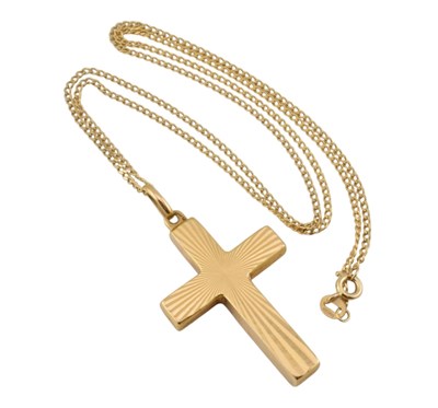 Lot 67 - HALLMARKED 9CT GOLD CROSS PENDANT NECKLACE