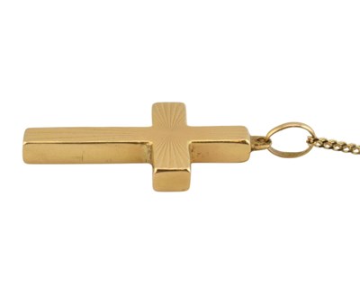 Lot 67 - HALLMARKED 9CT GOLD CROSS PENDANT NECKLACE