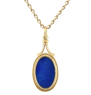 Lot 122 - GOLD & LAPIS LAZULI PENDANT NECKLACE